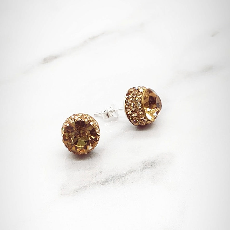 Gold - Silver Crystal Earrings